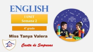 I UNIT
Semana 2
Miss Tanya Valera
4° grado
 