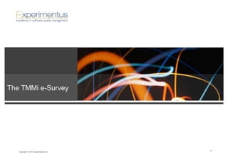 The TMMi e-Survey




                                       9
   Copyright © 2012 Experimentus Ltd
 