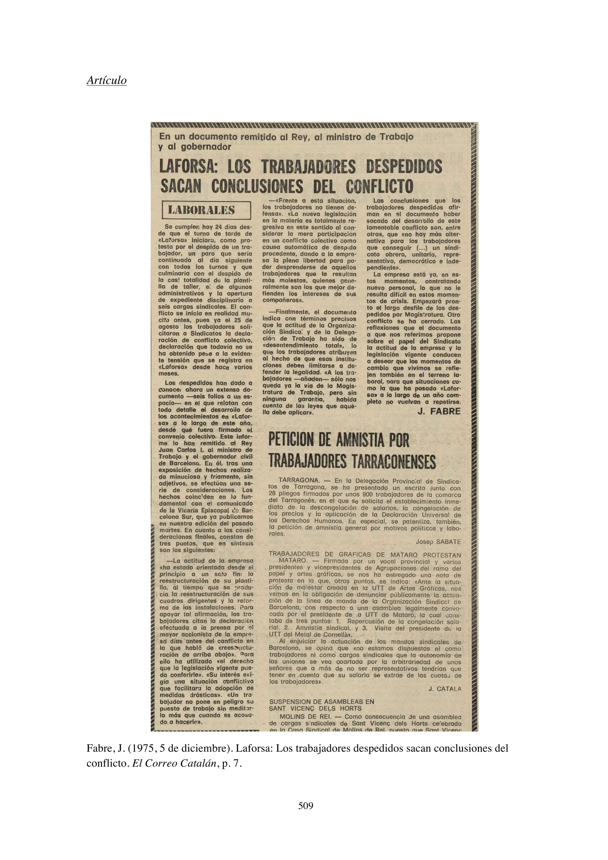 El papel de la prensa en la huelga de Laforsa