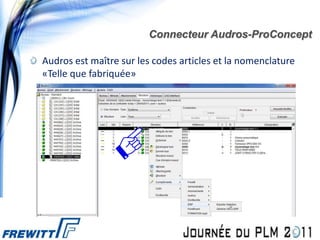 Connecteur Audros-ProConcept

Audros est maître sur les codes articles et la nomenclature
«Telle que fabriquée»
 