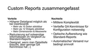 Google Analytics Konferenz 2016: PRAXIS - Custom Reports Hands-on (Alexander Außermayr, elements)