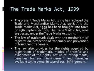 Trading Rights Meaning Gist of Trade Mark Law | PPTX