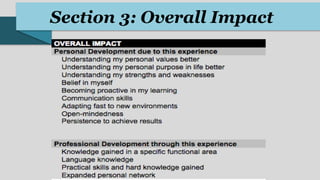 Section 3: Overall Impact
 