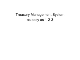 Treasury Management System as easy as 1-2-3 