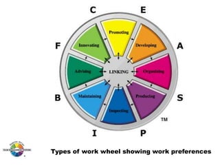 Types of work wheel showing work preferences

 