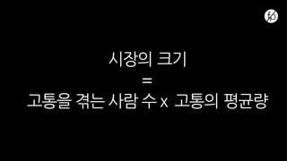 시장의 크기
=
고통을 겪는 사람 수 x 고통의 평균량
 