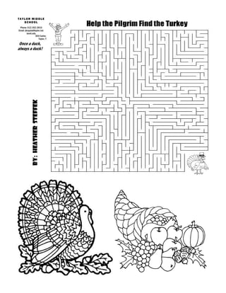 TAYLOR MIDDLE
   SCHOOL
 Phone: 512-352-2815
Email: jkrupala@taylor.isd.
         tenet.edu
                  304 Carlos Parker Blvd.
                     Taylor, TX 76574

 Once a duck,
always a duck!
              By: Heather Steffek
 
