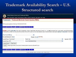Trademark Availability Search – U.S.Trademark Availability Search – U.S.
Structured searchStructured search
 