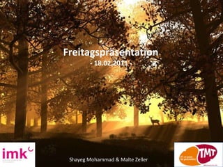 Freitagspräsentation - 18.02.2011 - Shayeg Mohammad & Malte Zeller 