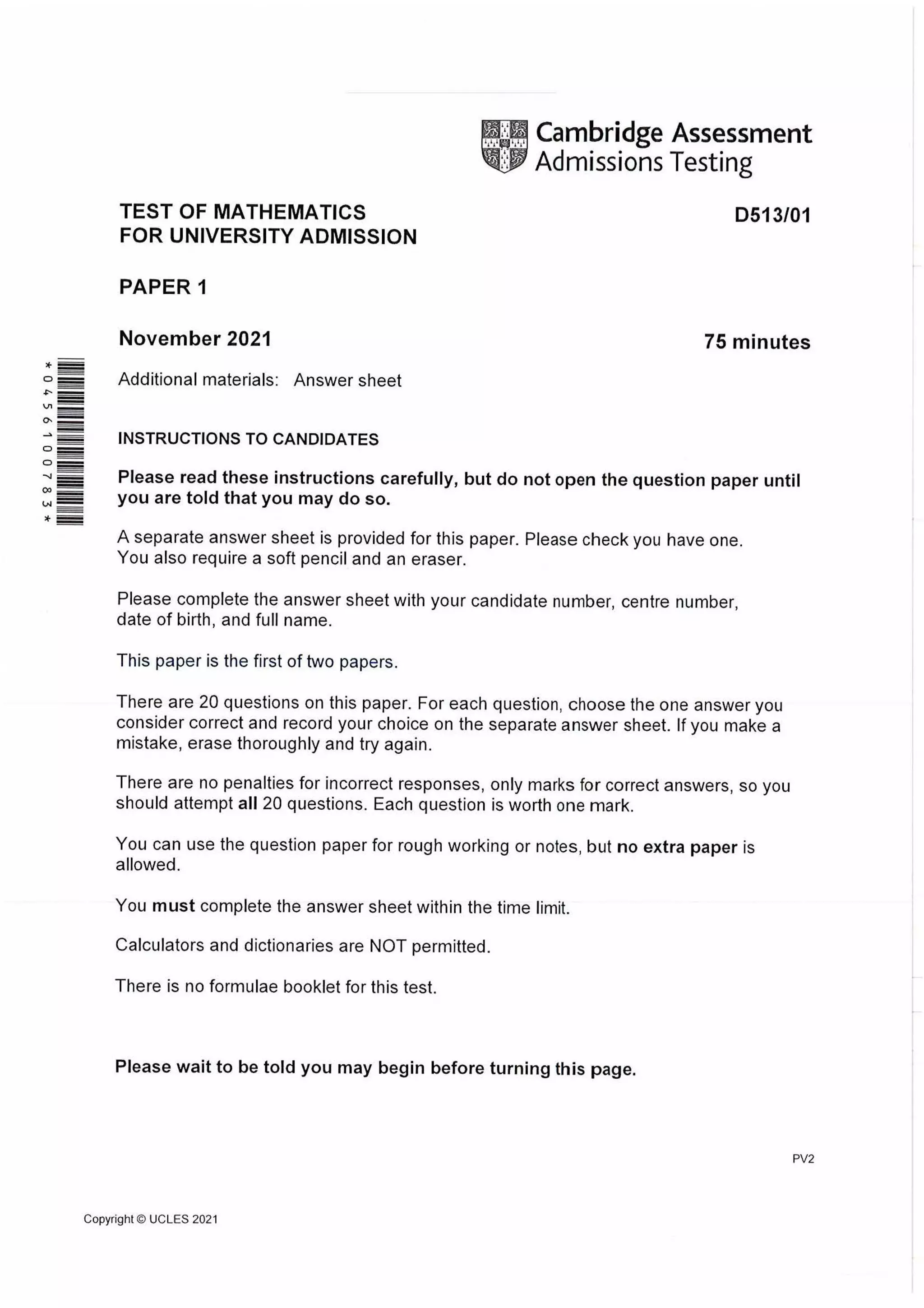 TMUA 2021 Paper 1 Solutions (Handwritten).pdf
