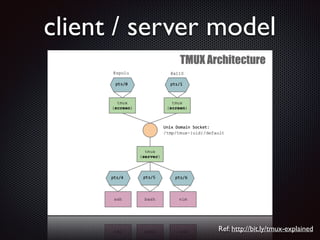 client / server model

Ref: http://bit.ly/tmux-explained

 