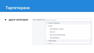 Таргетиране
● други категории
 