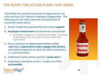 THE RECIPE FOR ACTION PLANS THAT WORK
TalentMap has assisted hundreds of organizations not
only measure, but improve emplo...
