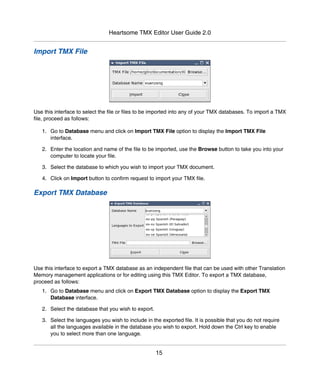 Tmx Button Layout Heartsome Europe TMX Editor | PDF