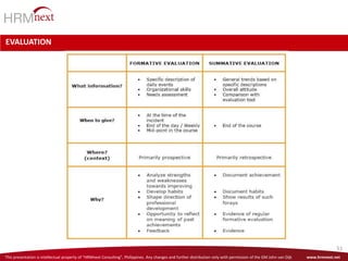 This presentation is intellectual property of “HRMnext Consulting”, Philippines. Any changes and further distribution only with permission of the GM John van Dijk www.hrmnext.net
51
EVALUATION
 