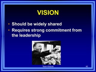 Team Kolzow 40
VISION
• Should be widely shared
• Requires strong commitment from
the leadership
 