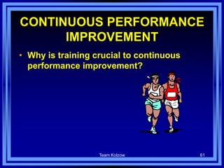 Team Kolzow 61
CONTINUOUS PERFORMANCE
IMPROVEMENT
• Why is training crucial to continuous
performance improvement?
 