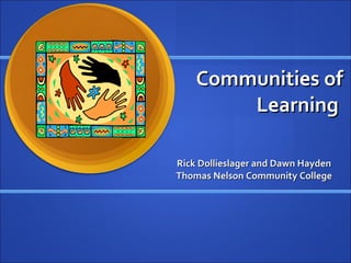 Communities of Learning  Rick Dollieslager and Dawn Hayden Thomas Nelson Community College 