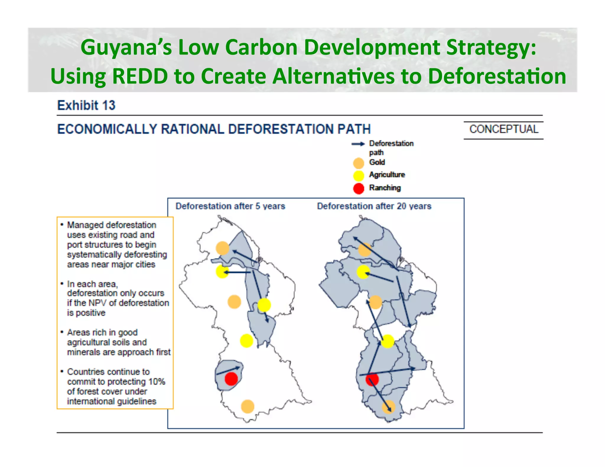 Guyana’s Low Carbon Development Strategy: 
Using REDD to Create AlternaJves to DeforestaJon  
 