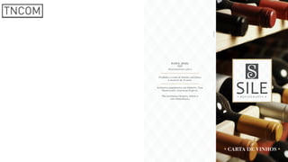 RAMAL (BAR):
3757
(Funcionamento 24hrs.)
Proibida a venda de bebidas alcóolicas
a menores de 18 anos.
Aceitamos pagamentos em dinheiro, Visa,
Mastercard e American Express.
Não aceitamos cheques, tickets e
vale-alimentação.
CARTA DE VINHOS
TNCOM
 