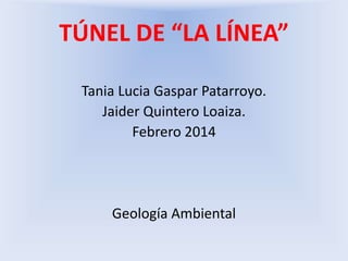 TÚNEL DE “LA LÍNEA” 
Tania Lucia Gaspar Patarroyo. 
Jaider Quintero Loaiza. 
Febrero 2014 
Geología Ambiental 
 