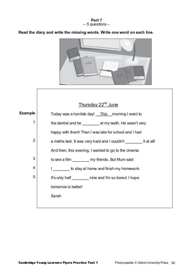 Flyers 8 Test 2 Reading And Writing