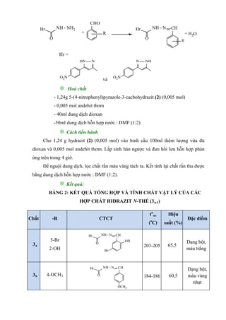 O Nh O2n Cl Tổng hợp một số hợp chất chứa dị vòng pyrazole từ 4 nitroaxetophenol | PDF