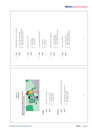 Tổng hợp đề thi movers ( reading and writing speaking-listening) | PDF