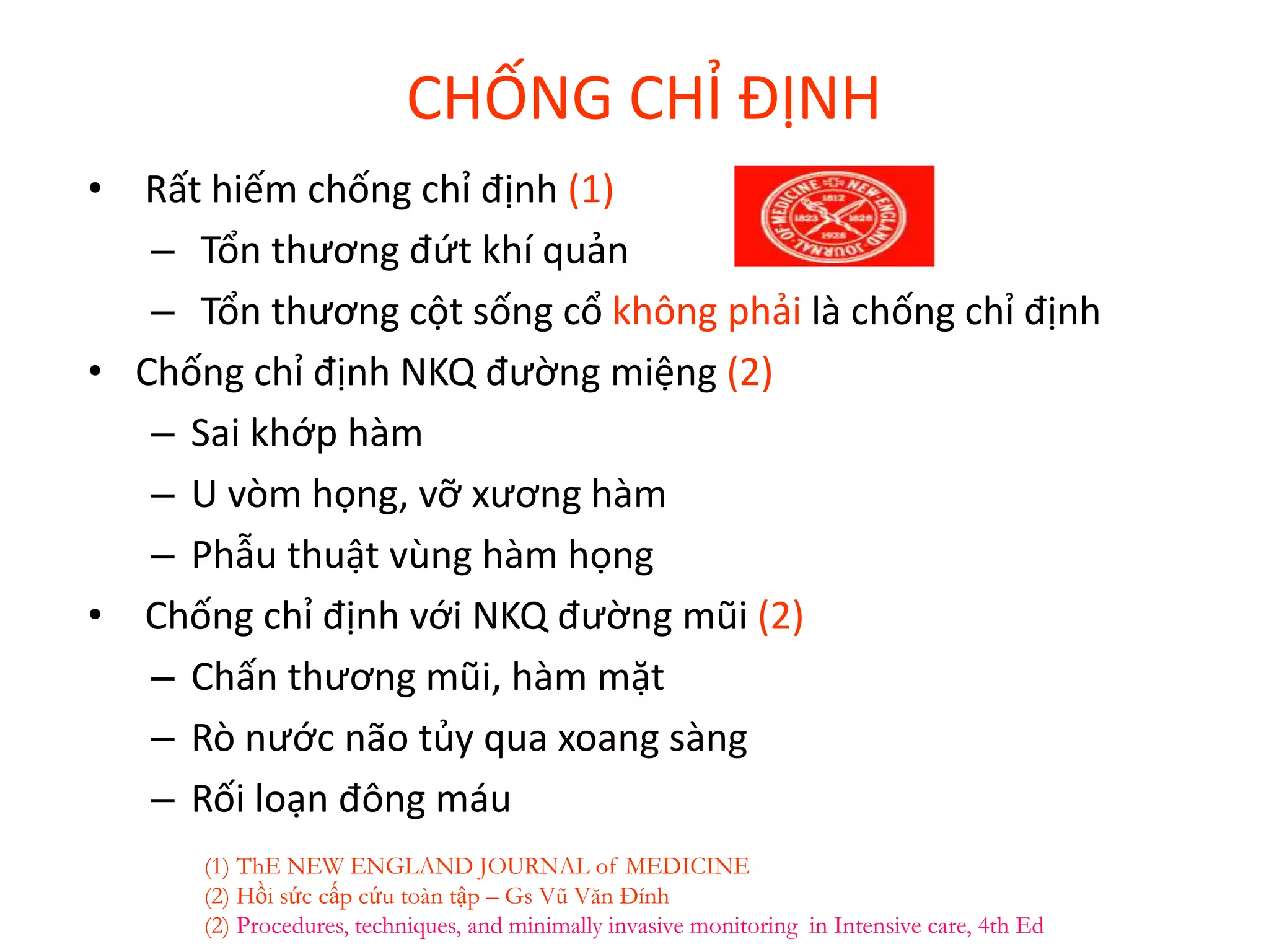 CHỈ ĐỊNH ĐẶT NỘI KHÍ QUẢN BỘ Y TẾ