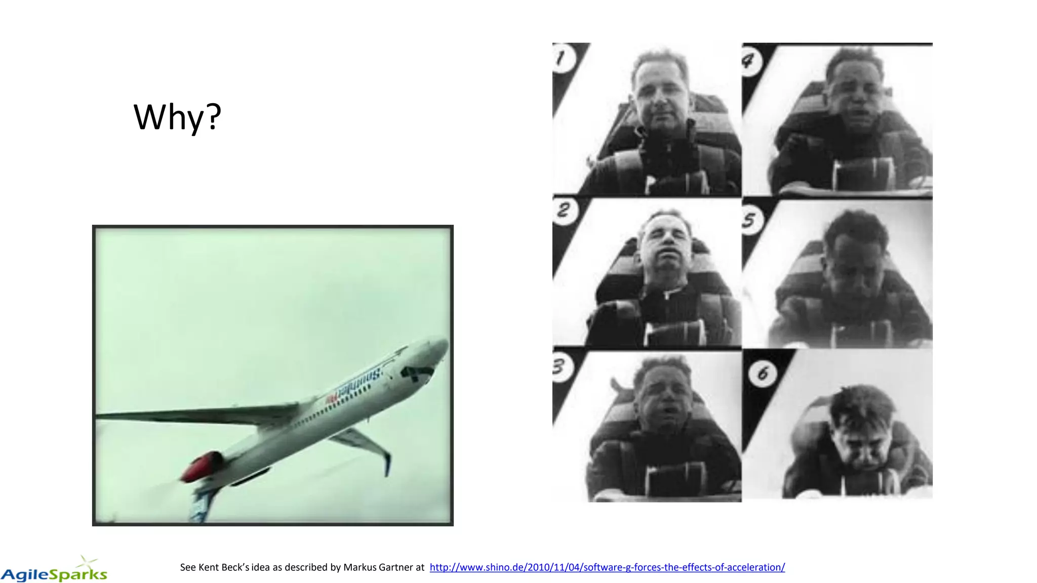Why?
See Kent Beck’s idea as described by Markus Gartner at http://www.shino.de/2010/11/04/software-g-forces-the-effects-of-acceleration/
 