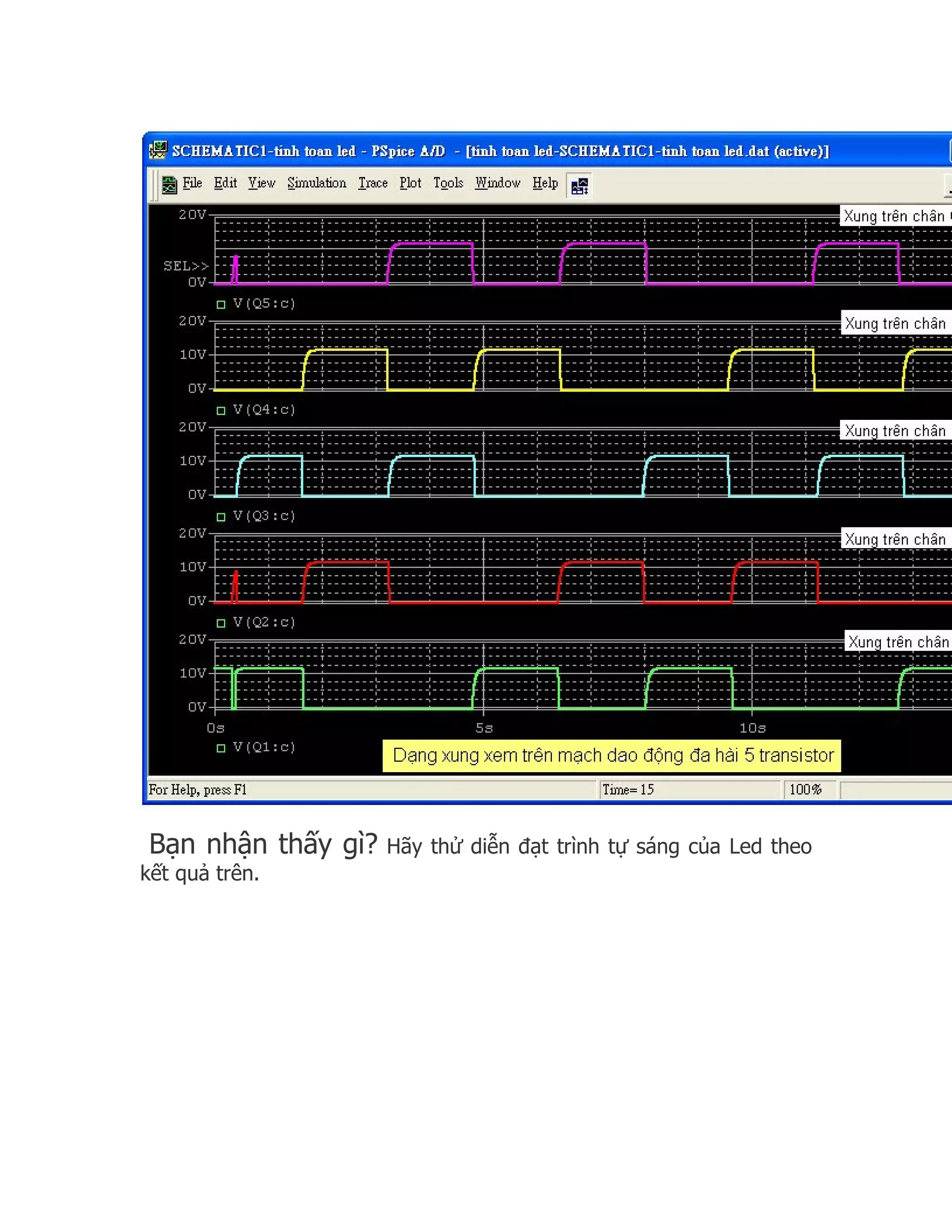 Bạn nhận thấy gì?   Hãy thử diễn đạt trình tự sáng của Led theo
kết quả trên.
 