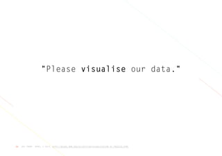 JER THORP, APRIL 3 2013, HTTP://BLOGS.HBR.ORG/CS/2013/04/VISUALIZATION_AS_PROCESS.HTML56
"Please visualise our data."
 