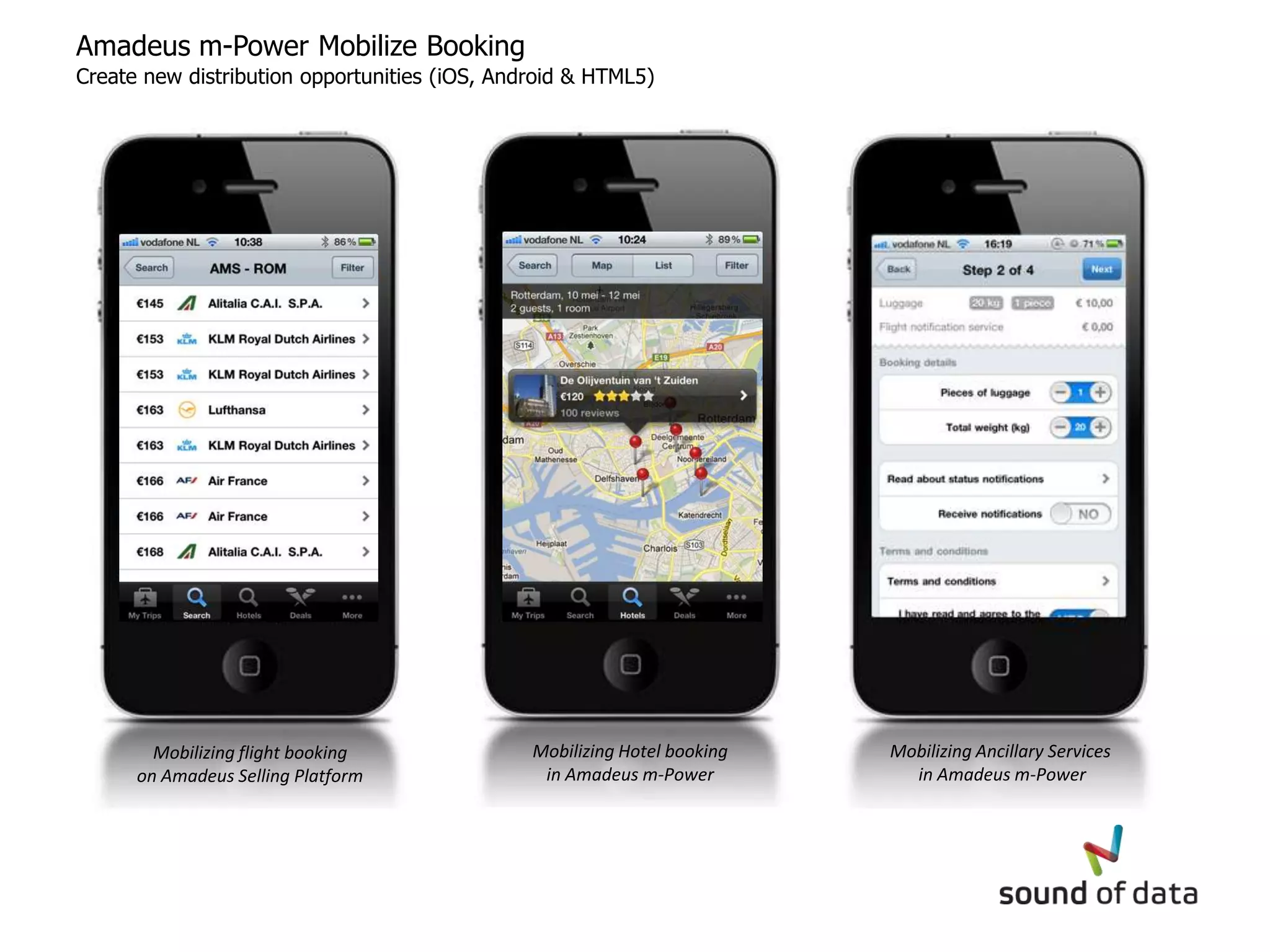 Amadeus m-Power Mobilize Booking
Create new distribution opportunities (iOS, Android & HTML5)




        Mobilizingof mobilizing
         Example flight booking                Mobilizing Hotel booking   Mobilizing Ancillary Services
       the Amadeus core Engine
      on Amadeus Selling Platform               in Amadeus m-Power          in Amadeus m-Power
 