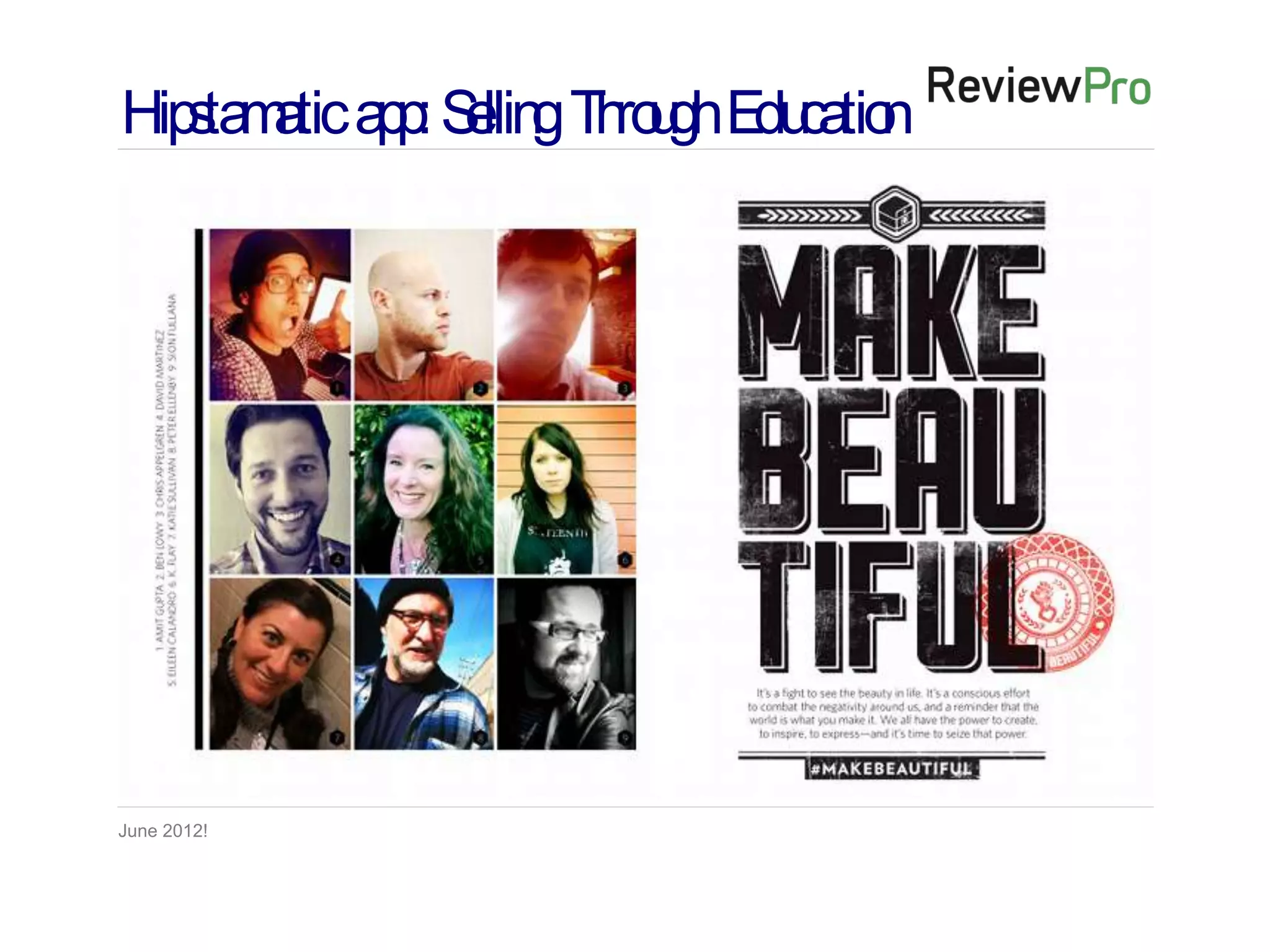 Hip ta a a p S llin Th u E ca n
   s m tic p : e g ro gh du tio




June 2012!
 