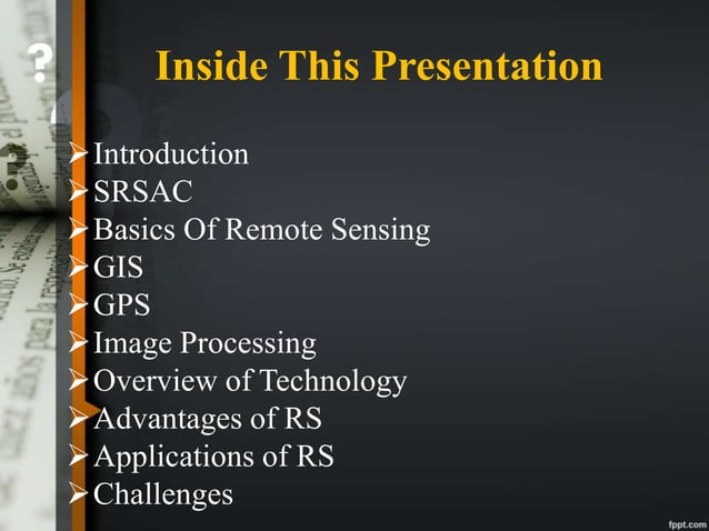Remote Sensing ppt | PPT