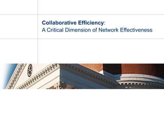 Collaborative Efficiency:
A Critical Dimension of Network Effectiveness
 