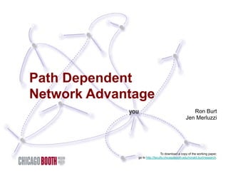 Path Dependent
Network Advantage
                                       A certain Ron Burt
                                             Jen Merluzzi




                                To download a copy of the working paper,
              go to http://faculty.chicagobooth.edu/ronald.burt/research.
 