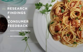 D E O L E OT E A M D 6
	
04. Research
Findings
&
Consumer
Feedback
	 05. Additional Insights
	
	 06. recommendation
	
 