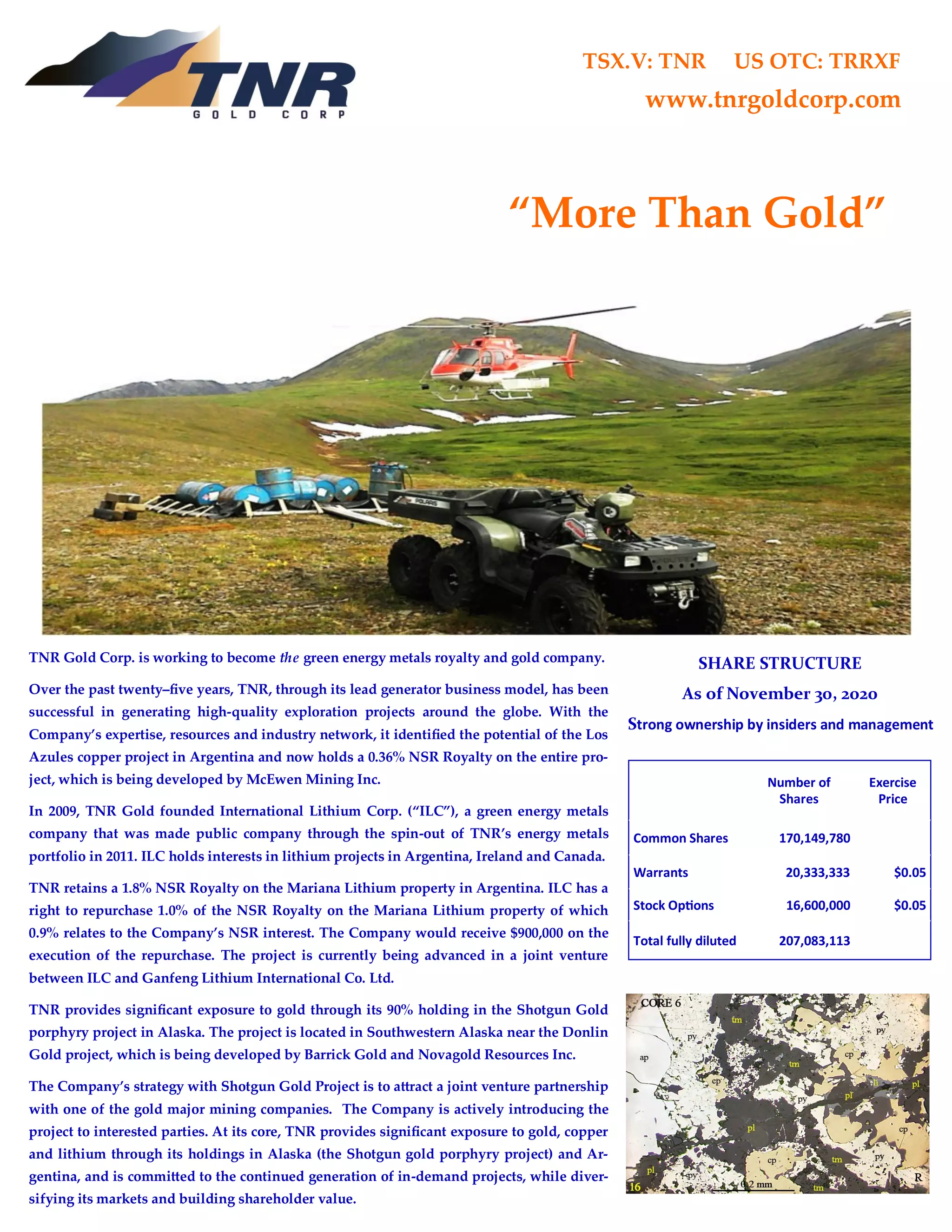 TNR Gold Fact Sheet