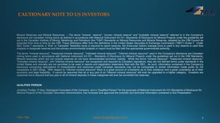 CAUTIONARY NOTE TO US INVESTORS
TSXV:TNR www.tnrgoldcorp.com
 