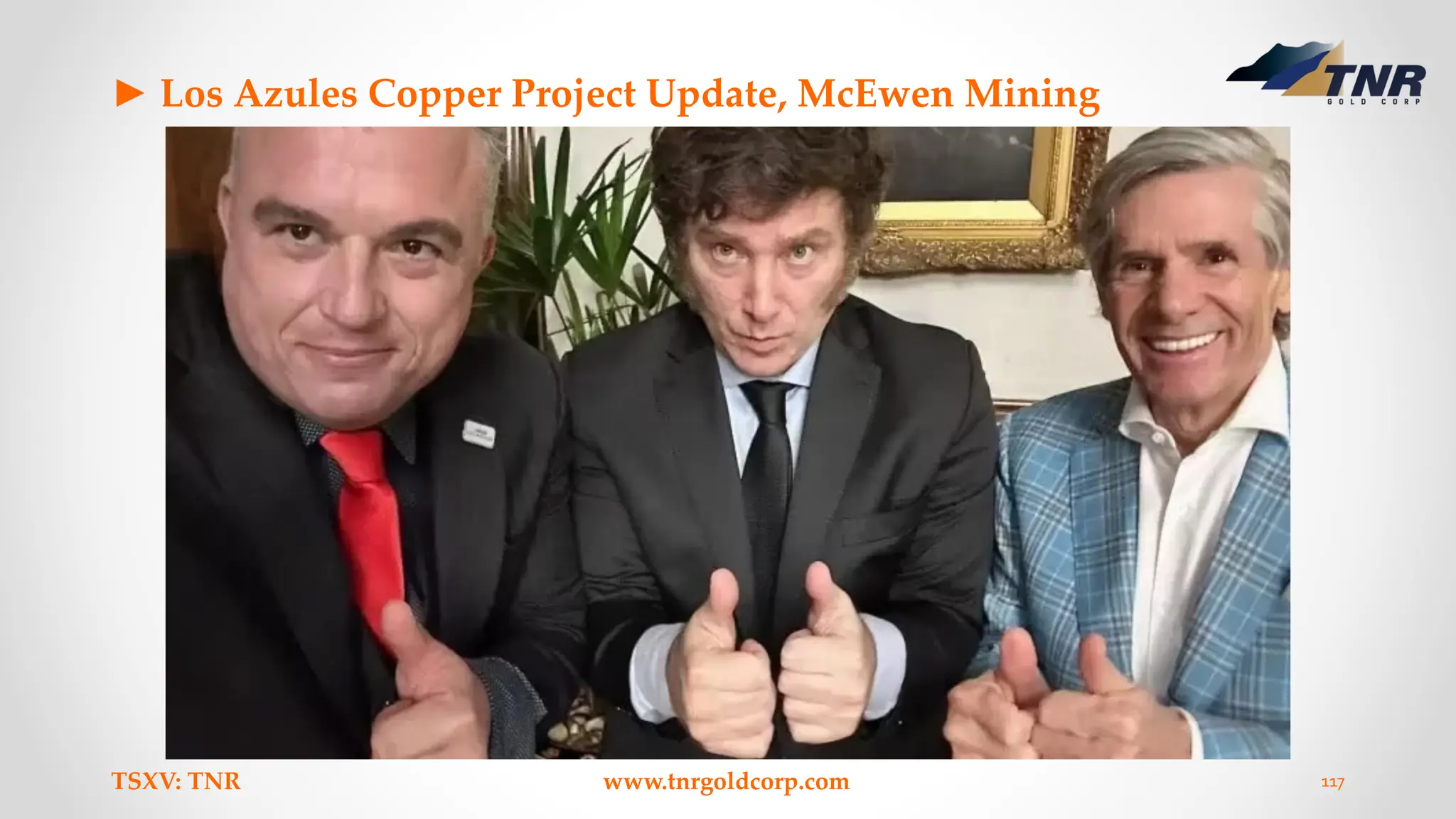 ► Los Azules Copper Project Update, McEwen Mining
TSXV: TNR www.tnrgoldcorp.com 117
 