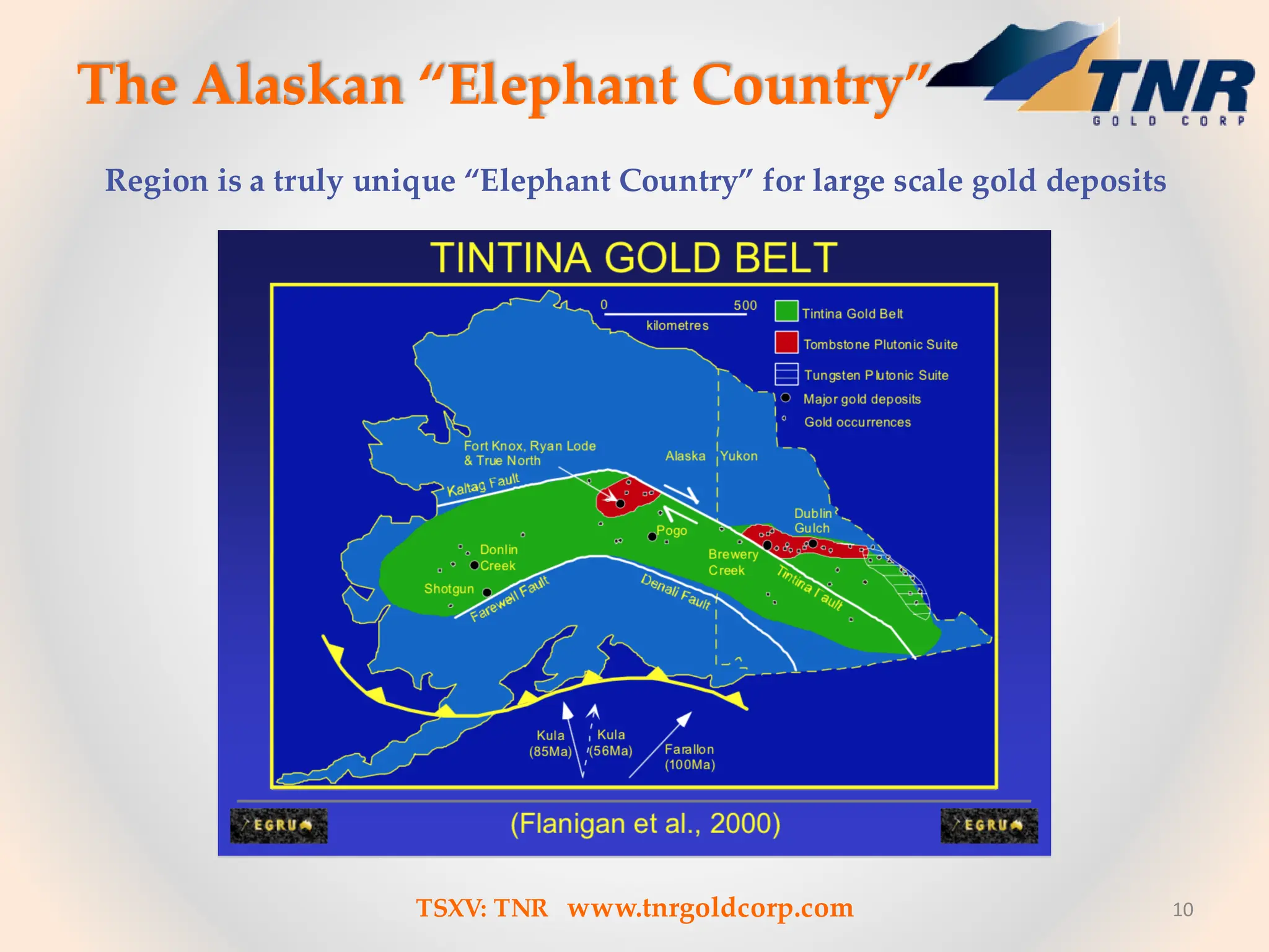 The Alaskan “Elephant Country”
10
Region is a truly unique “Elephant Country” for large scale gold deposits
TSXV: TNR www.tnrgoldcorp.com
 