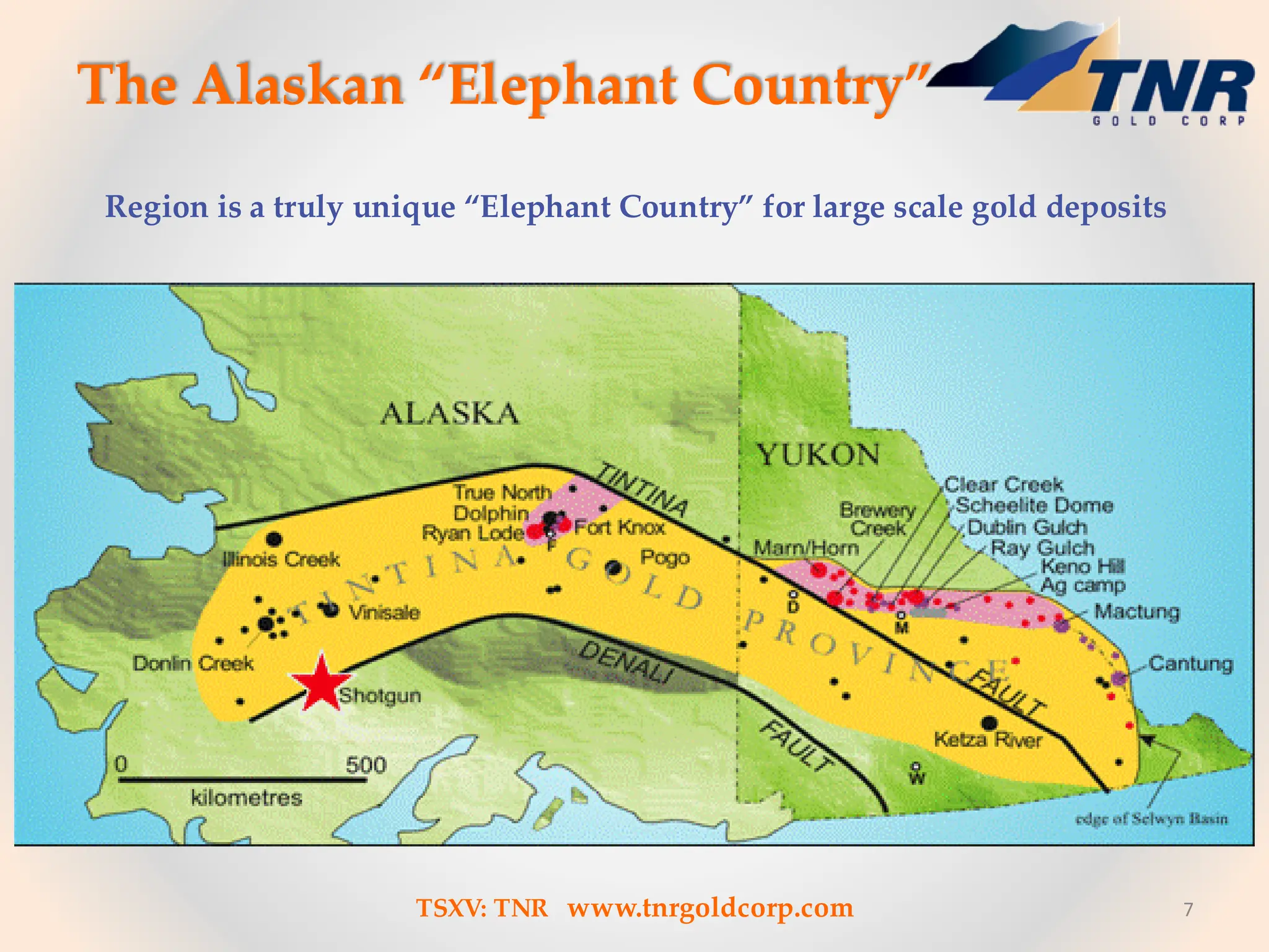 The Alaskan “Elephant Country”
7
Region is a truly unique “Elephant Country” for large scale gold deposits
TSXV: TNR www.tnrgoldcorp.com
 