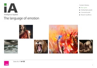 Share this 
1 
Intelligence Applied 
The language of emotion 
Content themes: 
■■ 
Brain game 
■■ 
Finding faster growth 
■■ 
Connected world 
■■ 
Research excellence  