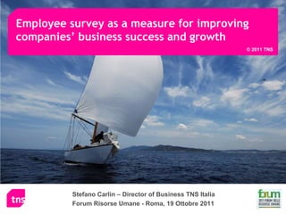 Employee survey as a measure for improving companies’ business success and growth Stefano Carlin – Director of Business TNS Italia Forum Risorse Umane - Roma, 19 Ottobre 2011 © 2011 TNS 