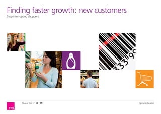 Finding faster growth: new customers
Stop interrupting shoppers




            Share this                 Opinion Leader
 