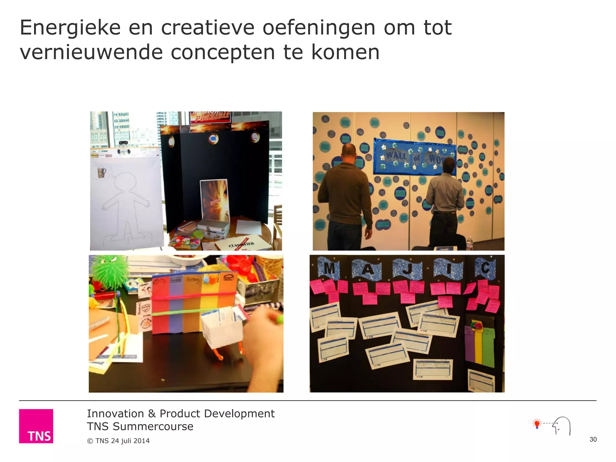 Innovation & Product Development
TNS Summercourse
© TNS 24 juli 2014
Energieke en creatieve oefeningen om tot
vernieuwende concepten te komen
30
 
