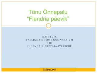 Tõnu Õnnepalu“Flandria päevik” KAIE LUIK TALLINNA NÕMME GÜMNAASIUM 12b  Juhendaja ÕPETAJA:Ivi Eiche    Tallinn 2009 