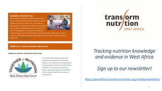 Overview of Research on Adolescent Nutrition in West Africa