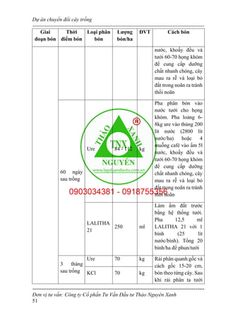 Thuyết minh dự án Chuyển đổi cây trồng tỉnh Tây Ninh 0903034381